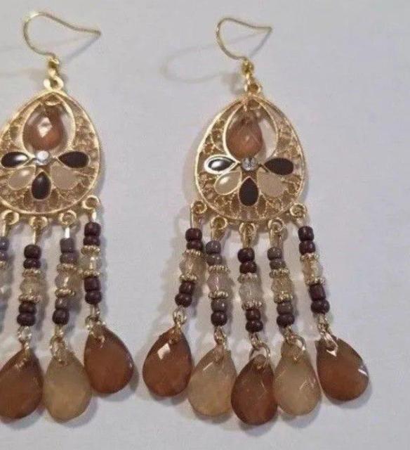 キラキラかわいいブラウンのボヘミアンピアス・イヤリング    アジアンアクセサリー  エスニック  ウエスタン  インディアン  < 女性アクセサリー/時計  キラキラかわいいブラウンのボヘミアンピアス・イヤリング    アジアンアクセサリー  エスニック  ウエスタン  インディアン  < 女性アクセサリー/時計の