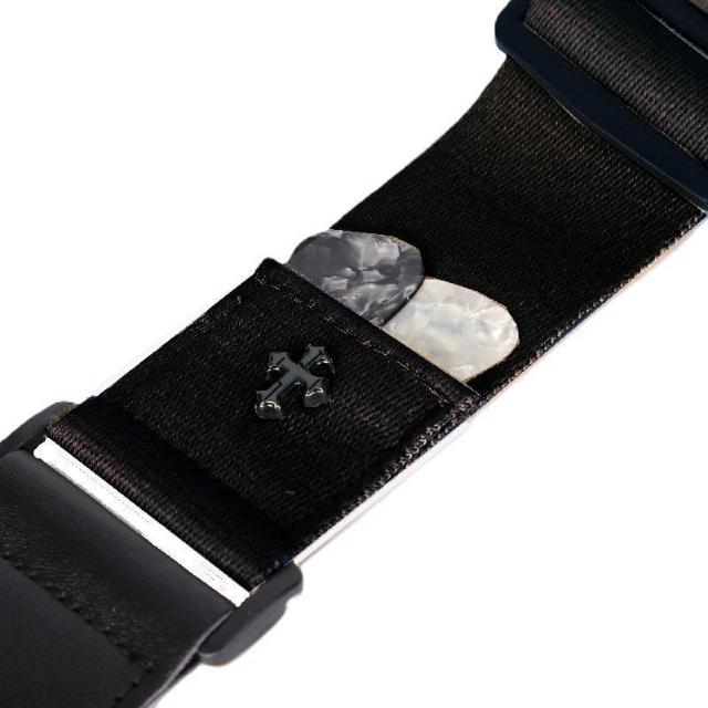 クロスモチーフ 十字架 ギター ストラップ ボタン付き アコギ アコースティックギター エレキギター ベース 黒色 < ホビー クロスモチーフ 十字架 ギター ストラップ ボタン付き アコギ アコースティックギター エレキギター ベース 黒色 < ホビーの