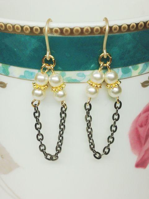 シャンデリア真珠座金チェーン樹脂フック☆ < 女性アクセサリー/時計  シャンデリア真珠座金チェーン樹脂フック☆ < 女性アクセサリー/時計の