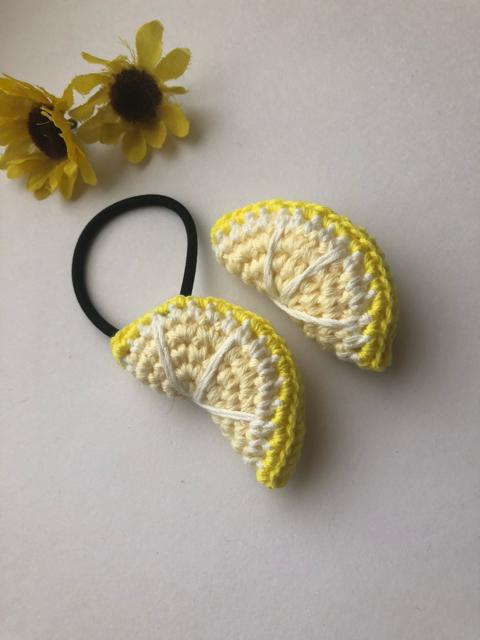 ハンドメイド  ヘアゴム ブローチ 爽やかレモン♪ コットン < 女性ファッション  ハンドメイド  ヘアゴム ブローチ 爽やかレモン♪ コットン < 女性ファッションの