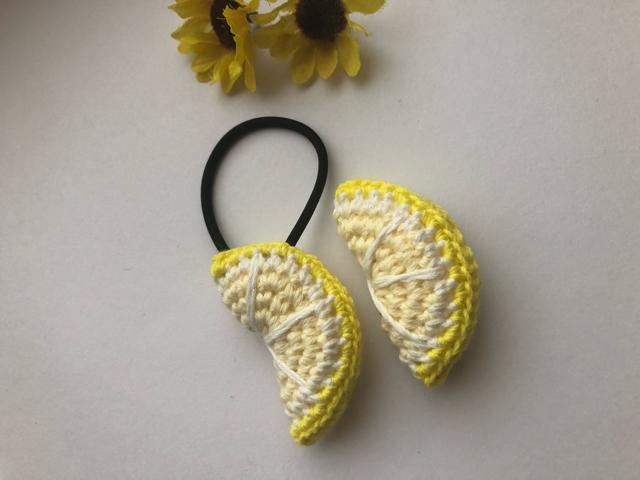 ハンドメイド  ヘアゴム ブローチ 爽やかレモン♪ コットン < 女性ファッション  ハンドメイド  ヘアゴム ブローチ 爽やかレモン♪ コットン < 女性ファッションの