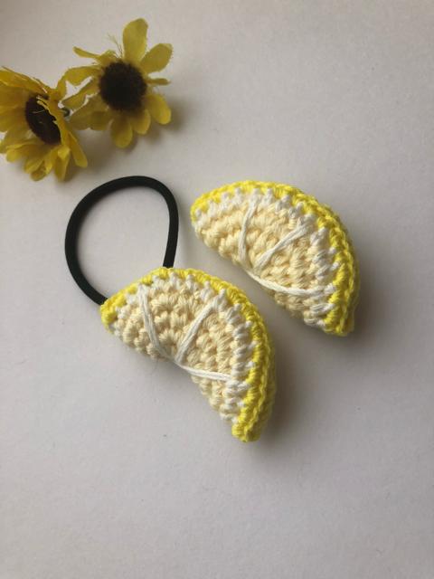 ハンドメイド  ヘアゴム ブローチ 爽やかレモン♪ コットン < 女性ファッション  ハンドメイド  ヘアゴム ブローチ 爽やかレモン♪ コットン < 女性ファッションの