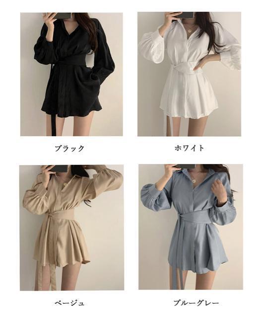 送料無料 新品 シャツワンピース長袖 レディース 韓国風 < 女性ファッション  送料無料 新品 シャツワンピース長袖 レディース 韓国風 < 女性ファッションの
