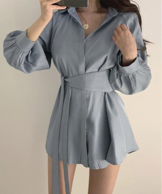 送料無料 新品 シャツワンピース長袖 レディース 韓国風 < 女性ファッション  送料無料 新品 シャツワンピース長袖 レディース 韓国風 < 女性ファッションの