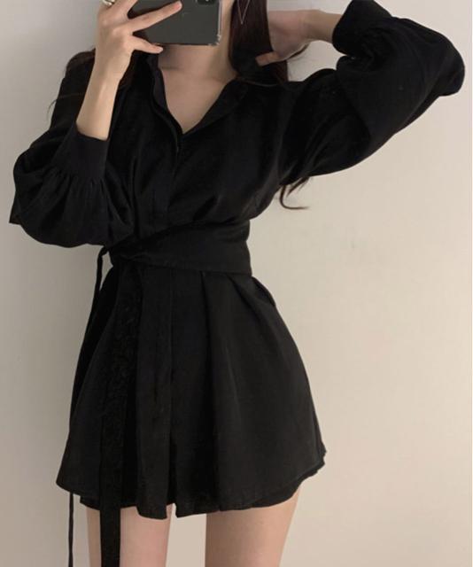 送料無料 新品 シャツワンピース長袖 レディース 韓国風 < 女性ファッション  送料無料 新品 シャツワンピース長袖 レディース 韓国風 < 女性ファッションの