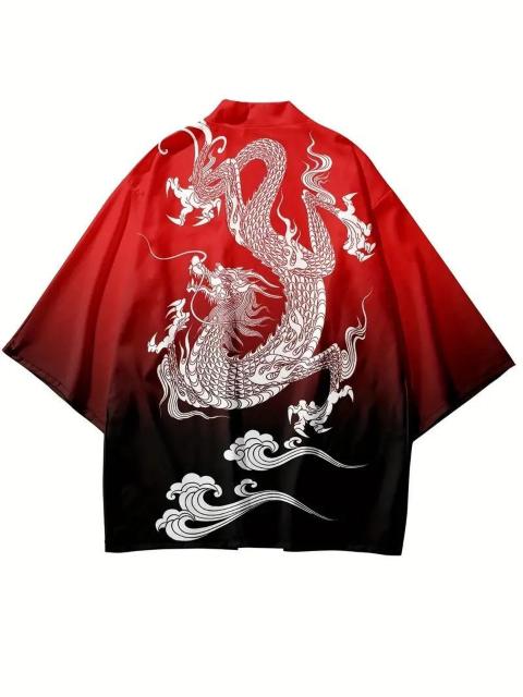 爆ヤス価格1390円★男性用 ドラゴンプリントキモノカーディガン - 軽量で日焼け防止のカップル向け  (日本サイズXL) < 男性ファッション  爆ヤス価格1390円★男性用 ドラゴンプリントキモノカーディガン - 軽量で日焼け防止のカップル向け  (日本サイズXL) < 男性ファッションの