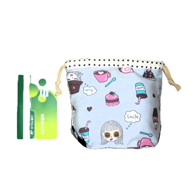 【底マチ幅が広い巾着】◆うさ耳ツインテール・レトロモダンガール◆カワグチミヤコ◆ < 女性ファッション 【底マチ幅が広い巾着】◆うさ耳ツインテール・レトロモダンガール◆カワグチミヤコ◆ < 女性ファッションの