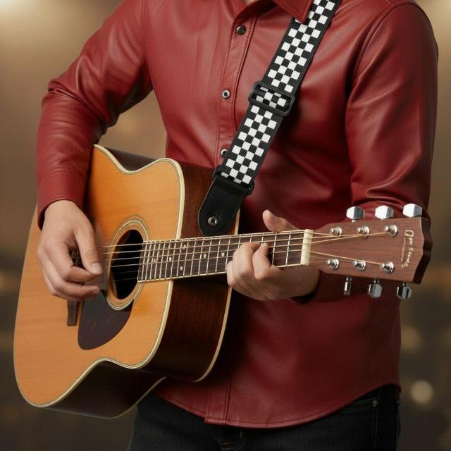 白色 黒色 チェック 市松模様 ギター ストラップ エレキギター アコースティックギター アコギ ベース < ホビー 白色 黒色 チェック 市松模様 ギター ストラップ エレキギター アコースティックギター アコギ ベース < ホビーの