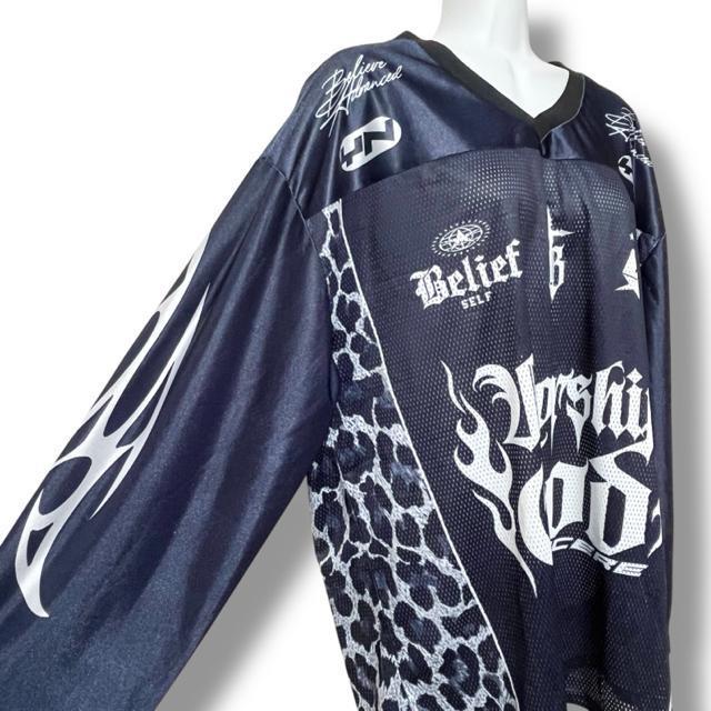 【新品/ROMWE/L】サイドレオパ柄切替ユニフォームロンT < 男性ファッション 【新品/ROMWE/L】サイドレオパ柄切替ユニフォームロンT < 男性ファッションの