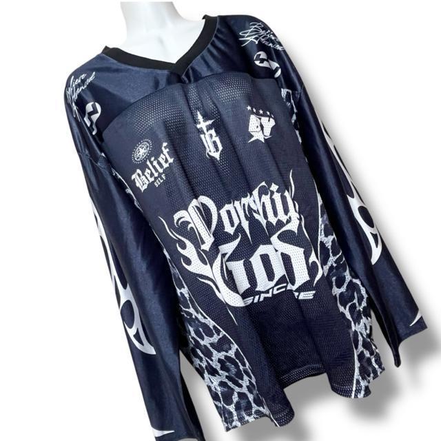 【新品/ROMWE/L】サイドレオパ柄切替ユニフォームロンT < 男性ファッション 【新品/ROMWE/L】サイドレオパ柄切替ユニフォームロンT < 男性ファッションの