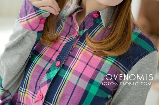 大人気☆NEW☆チェック柄長袖☆シャツ★パープル < 女性ファッション  大人気☆NEW☆チェック柄長袖☆シャツ★パープル < 女性ファッションの