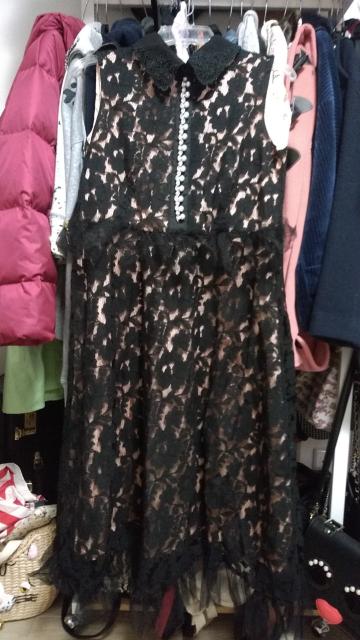 黒 レースワンピース ドレス ジルコン真珠 M〜L < 女性ファッション  黒 レースワンピース ドレス ジルコン真珠 M〜L  < 女性ファッションの