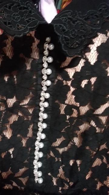 黒 レースワンピース ドレス ジルコン真珠 M〜L < 女性ファッション  黒 レースワンピース ドレス ジルコン真珠 M〜L < 女性ファッションの