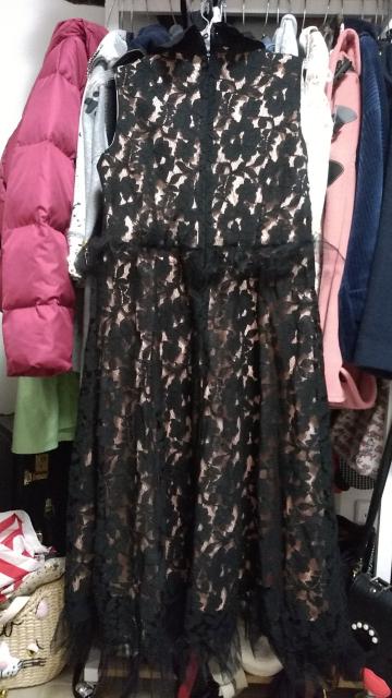 黒 レースワンピース ドレス ジルコン真珠 M〜L < 女性ファッション  黒 レースワンピース ドレス ジルコン真珠 M〜L < 女性ファッションの