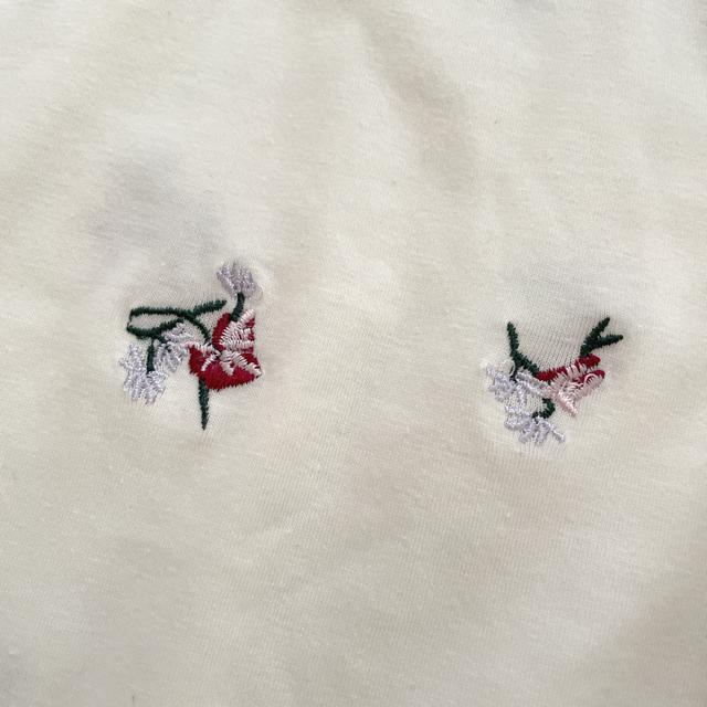 刺繍 袖シフォン カットソー トップス < 女性ファッション  刺繍 袖シフォン カットソー トップス < 女性ファッションの
