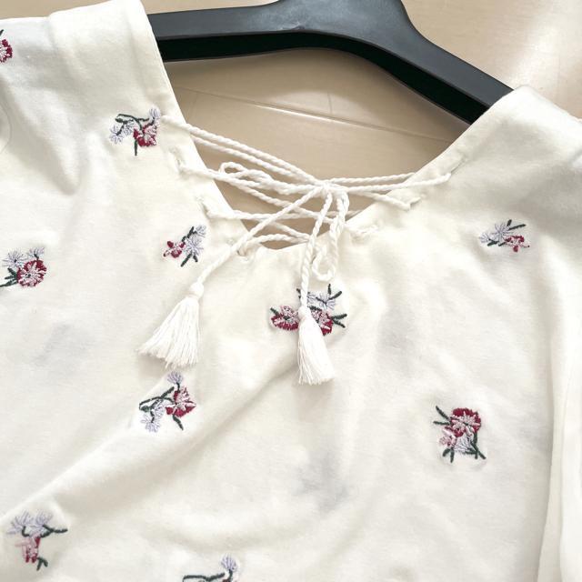 刺繍 袖シフォン カットソー トップス < 女性ファッション  刺繍 袖シフォン カットソー トップス < 女性ファッションの