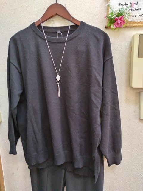 LL新品しまむら黒丸首ハイゲージ春ニット < ブランド LL新品しまむら黒丸首ハイゲージ春ニット < ブランドの