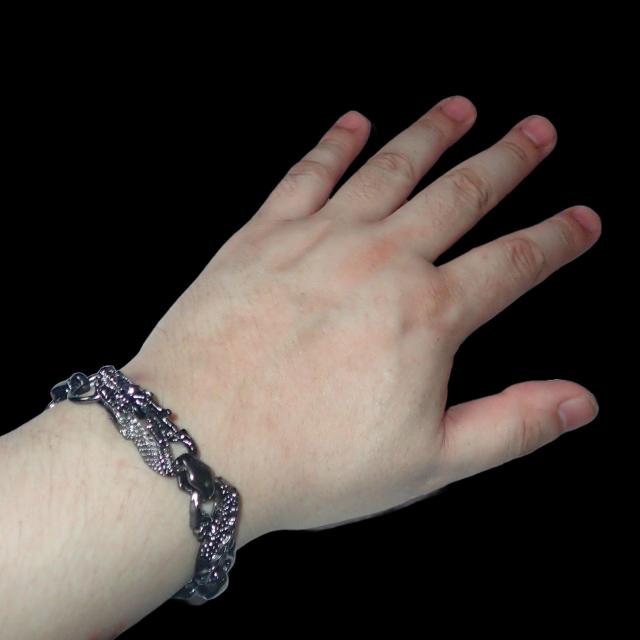ドラゴン 竜 龍 ブレスレット メタリック 黒色 メンズ アクセサリー [ < 男性アクセサリー/時計 ドラゴン 竜 龍 ブレスレット メタリック 黒色 メンズ アクセサリー [ < 男性アクセサリー/時計の