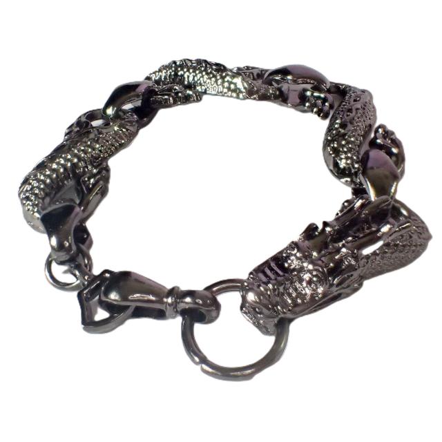 ドラゴン 竜 龍 ブレスレット メタリック 黒色 メンズ アクセサリー [ < 男性アクセサリー/時計 ドラゴン 竜 龍 ブレスレット メタリック 黒色 メンズ アクセサリー [ < 男性アクセサリー/時計の
