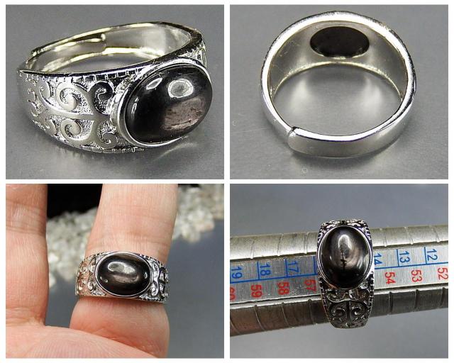 レア天然石ブラックムーンストーン楕円形リング指輪14号前後 < 女性アクセサリー/時計  レア天然石ブラックムーンストーン楕円形リング指輪14号前後 < 女性アクセサリー/時計の