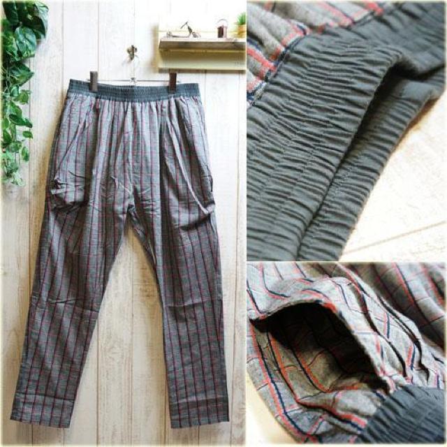 サルエルパンツ 着まわしゆったりチェック柄 グレー < 女性ファッション  サルエルパンツ 着まわしゆったりチェック柄 グレー < 女性ファッションの
