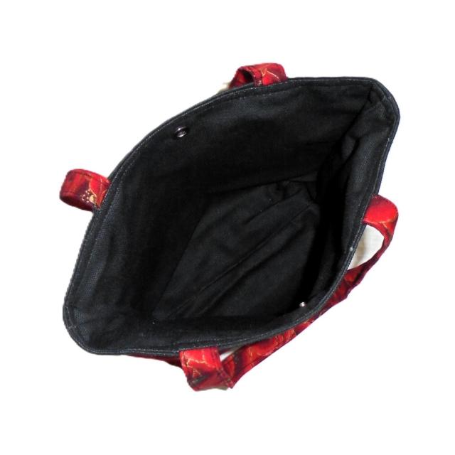 ◆ちょっと持ちお散歩ミニバッグ◆Japanesque和柄◆赤い牡丹×黒地◆外ポケA < 女性ファッション ◆ちょっと持ちお散歩ミニバッグ◆Japanesque和柄◆赤い牡丹×黒地◆外ポケA < 女性ファッションの