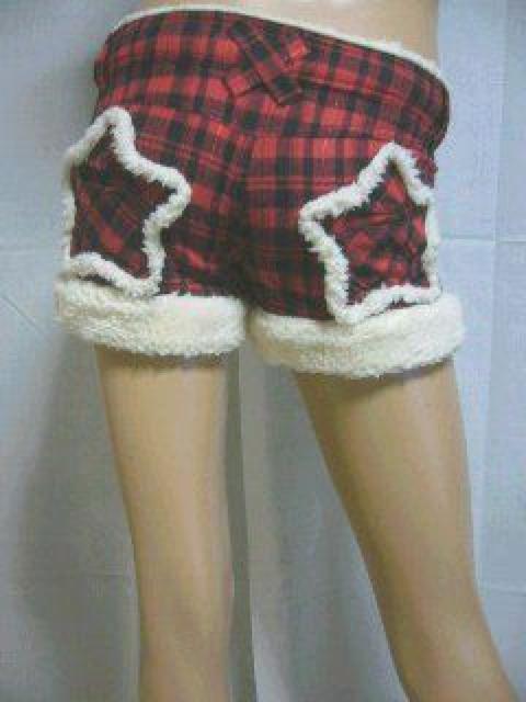 可愛い♪もこもこボア付 スターポケット タータンチェックショーパン < 女性ファッション 可愛い♪もこもこボア付 スターポケット タータンチェックショーパン < 女性ファッションの