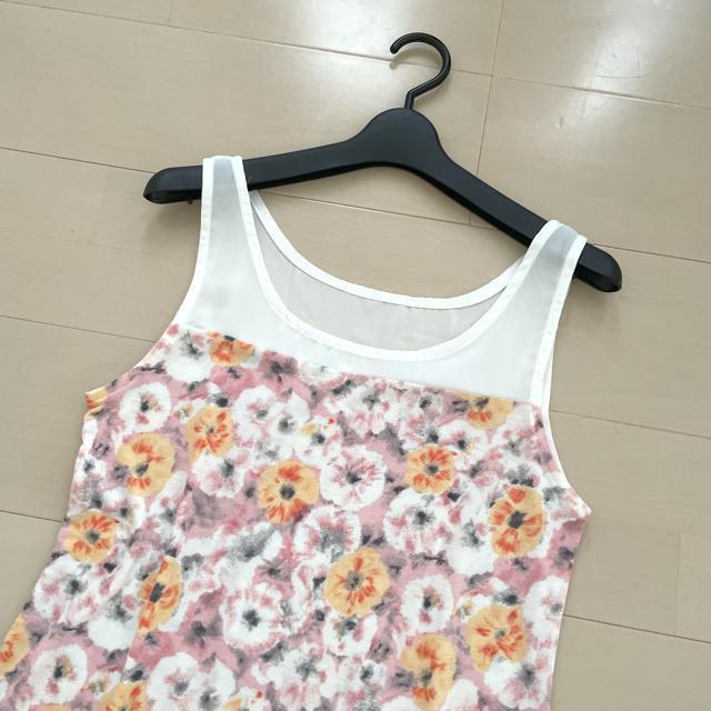 新品 ノースリーブ カットソー タンクトップ 花柄 < 女性ファッション  新品 ノースリーブ カットソー タンクトップ 花柄 < 女性ファッションの