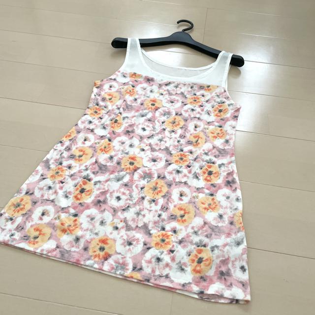 新品 ノースリーブ カットソー タンクトップ 花柄 < 女性ファッション  新品 ノースリーブ カットソー タンクトップ 花柄 < 女性ファッションの