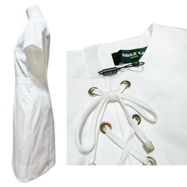 新品ポールカ 半袖ワンピース 白 #36 PAULE KA < 女性ファッション 新品ポールカ 半袖ワンピース 白 #36 PAULE KA < 女性ファッションの