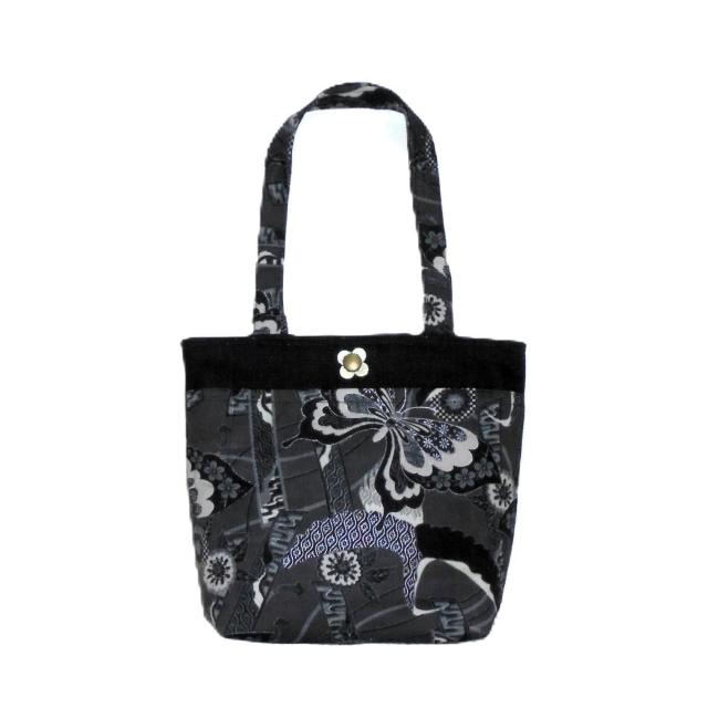 ◆ちょっと持ちお散歩ミニバッグ◆Japanesque和柄モダン・黒系バタフライ蝶◆外ポケA < 女性ファッション ◆ちょっと持ちお散歩ミニバッグ◆Japanesque和柄モダン・黒系バタフライ蝶◆外ポケA < 女性ファッションの