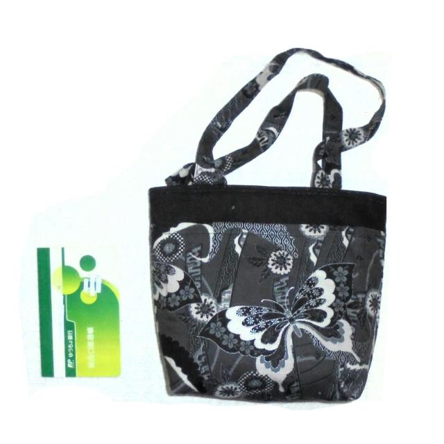 ◆ちょっと持ちお散歩ミニバッグ◆Japanesque和柄モダン・黒系バタフライ蝶◆外ポケA < 女性ファッション ◆ちょっと持ちお散歩ミニバッグ◆Japanesque和柄モダン・黒系バタフライ蝶◆外ポケA < 女性ファッションの