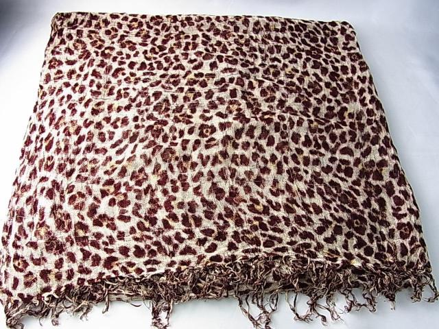 500円スタ★レオパード柄 レーヨン×麻 ロングストール  少し訳有 < 女性ファッション  500円スタ★レオパード柄 レーヨン×麻 ロングストール  少し訳有 < 女性ファッションの