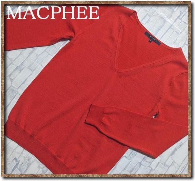 マカフィー Vネック長袖ニット 朱色 < ブランド マカフィー Vネック長袖ニット 朱色 < ブランドの