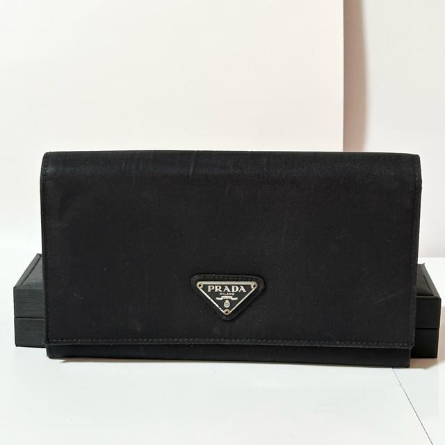 PRADA テスートナイロン フラップ長財布 三角ロゴプレート ブラック < ブランド PRADA テスートナイロン フラップ長財布 三角ロゴプレート ブラック < ブランドの