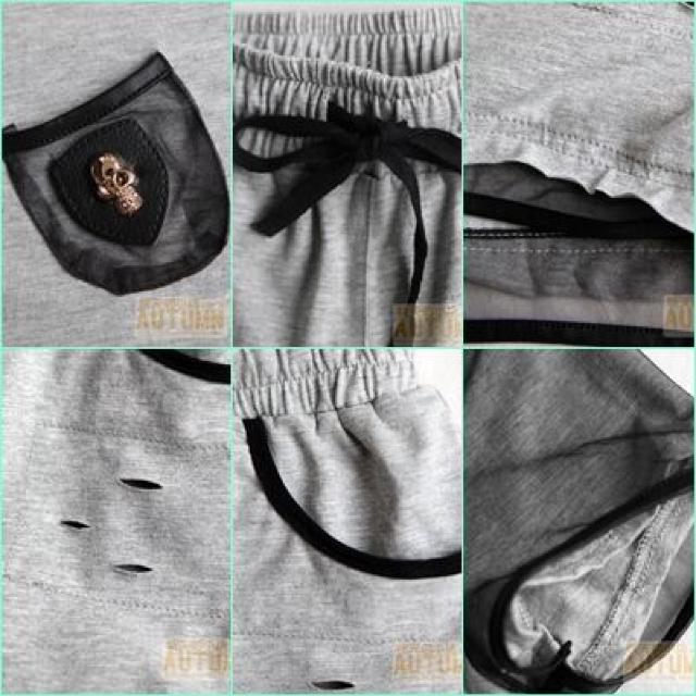 NEW☆ポイントメッシュ半袖半パン上下・L < 女性ファッション  NEW☆ポイントメッシュ半袖半パン上下・L < 女性ファッションの