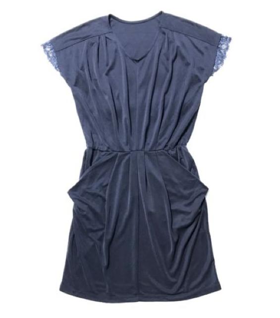 フェリシモ〓ユル楽ワンピース〓レース&ドレープ〓ネイビー(M)美品 < ブランド フェリシモ〓ユル楽ワンピース〓レース&ドレープ〓ネイビー(M)美品 < ブランドの