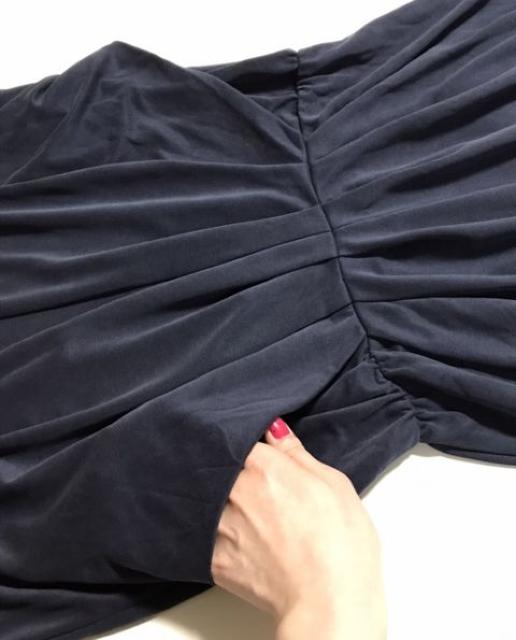 フェリシモ〓ユル楽ワンピース〓レース&ドレープ〓ネイビー(M)美品 < ブランド フェリシモ〓ユル楽ワンピース〓レース&ドレープ〓ネイビー(M)美品 < ブランドの