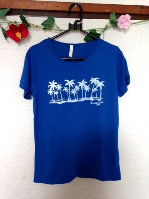 男女兼用■ハワイアン ヤシの木 Tシャツ ブルー M < 女性ファッション  男女兼用■ハワイアン ヤシの木 Tシャツ ブルー M  < 女性ファッションの