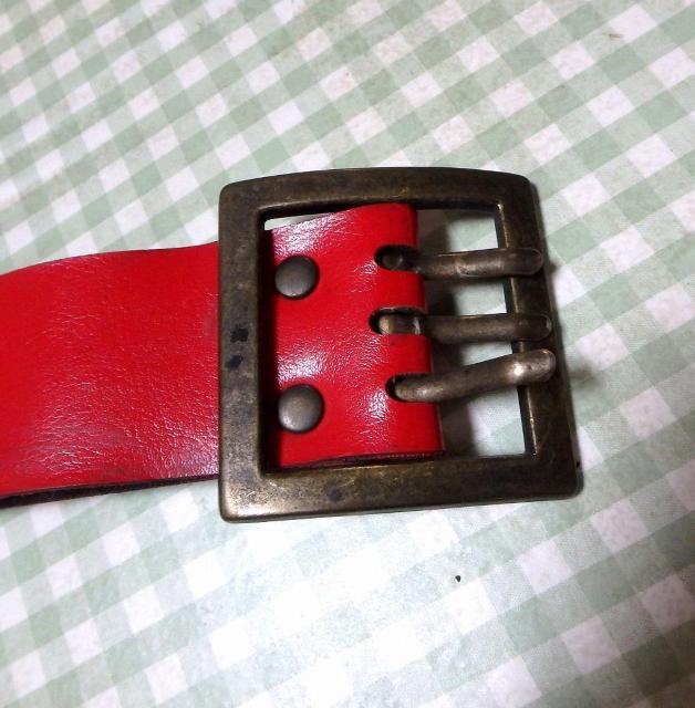 ◆ベルト レザー スタッズ 赤 レッド 中古品 < 男性ファッション  ◆ベルト レザー スタッズ 赤 レッド 中古品 < 男性ファッションの
