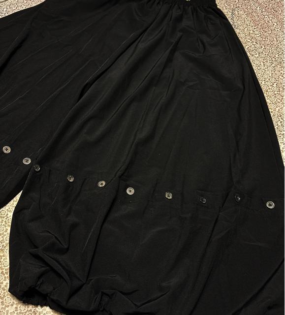 ワイドパンツ ガウチョパンツ 飾りボタン付き ブラック 大きいサイズ < 女性ファッション ワイドパンツ ガウチョパンツ 飾りボタン付き ブラック 大きいサイズ < 女性ファッションの