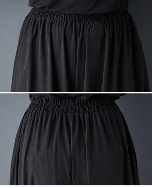 ワイドパンツ ガウチョパンツ 飾りボタン付き ブラック 大きいサイズ < 女性ファッション ワイドパンツ ガウチョパンツ 飾りボタン付き ブラック 大きいサイズ < 女性ファッションの