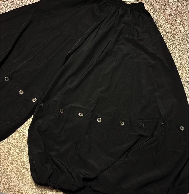 ワイドパンツ ガウチョパンツ 飾りボタン付き ブラック 大きいサイズ < 女性ファッション ワイドパンツ ガウチョパンツ 飾りボタン付き ブラック 大きいサイズ < 女性ファッションの