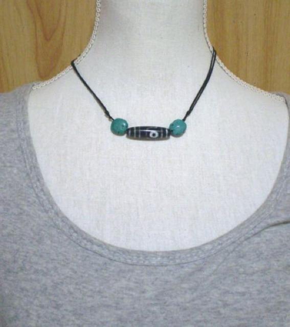 二眼天珠xターコイズネックレス < 女性アクセサリー/時計 二眼天珠xターコイズネックレス < 女性アクセサリー/時計の