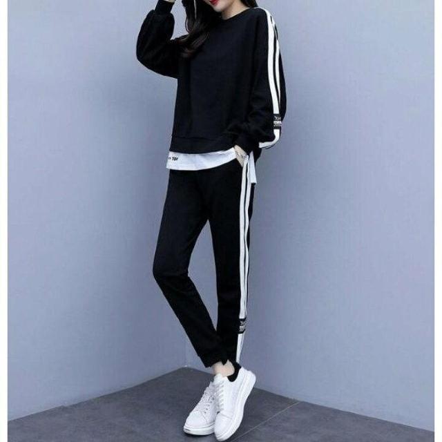 《New》スポーティー★重ね着風*スポーツウェア/スウェット/セットアップ<ブラックXL> < 女性ファッション 《New》スポーティー★重ね着風*スポーツウェア/スウェット/セットアップ<ブラックXL> < 女性ファッションの