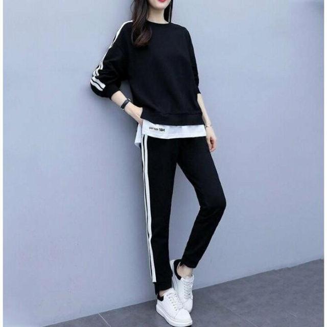 《New》スポーティー★重ね着風*スポーツウェア/スウェット/セットアップ<ブラックXL> < 女性ファッション 《New》スポーティー★重ね着風*スポーツウェア/スウェット/セットアップ<ブラックXL> < 女性ファッションの