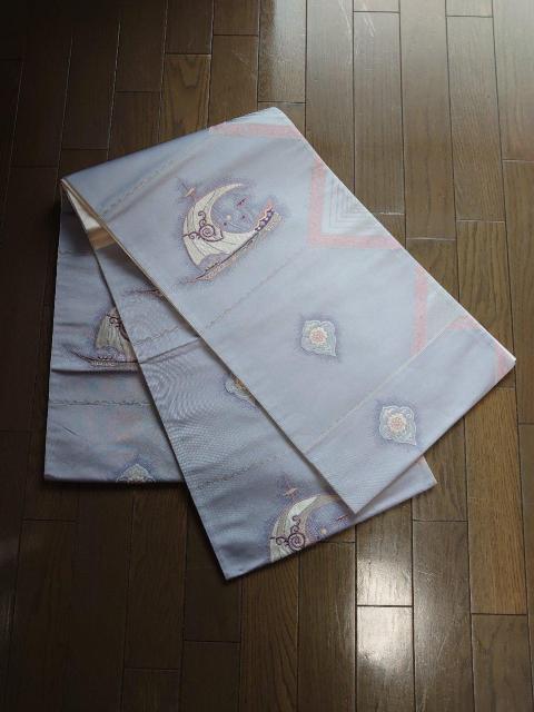 USED、六通の袋帯、シルバーパープルに船柄 < 女性ファッション  USED、六通の袋帯、シルバーパープルに船柄  < 女性ファッションの