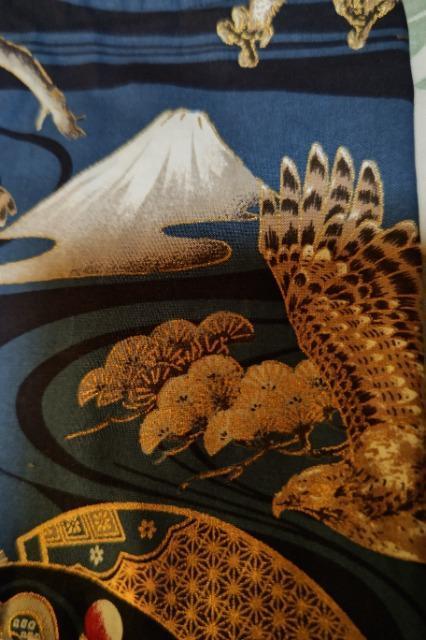 ★処分品★新柄紺×金彩鷹鷲と富士山と松和柄ナナメ掛巾着袋 < キッズ/ベビー  ★処分品★新柄紺×金彩鷹鷲と富士山と松和柄ナナメ掛巾着袋 < キッズ/ベビーの