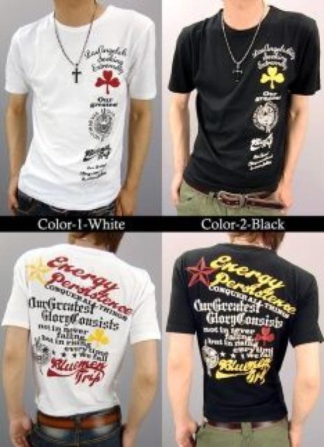 アメカジ.キレカジ♪クローバー&スター&英字クルーネックTシャツ ホワイト < 男性ファッション アメカジ.キレカジ♪クローバー&スター&英字クルーネックTシャツ ホワイト < 男性ファッションの