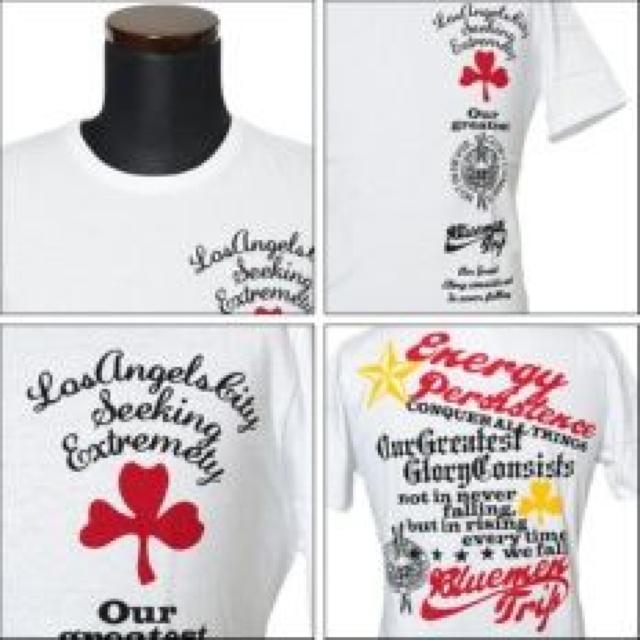 アメカジ.キレカジ♪クローバー&スター&英字クルーネックTシャツ ホワイト < 男性ファッション アメカジ.キレカジ♪クローバー&スター&英字クルーネックTシャツ ホワイト < 男性ファッションの